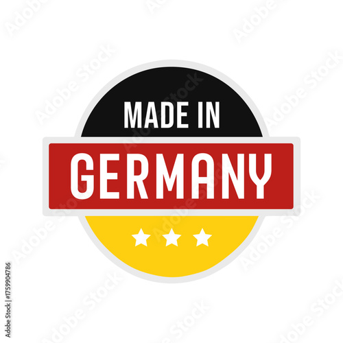 Made in Germany Round Badge. German Product Authentic Label Design. Premium Quality Manufacturing Emblem Germany.