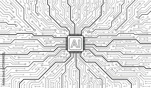 CPU Chip on Motherboard. Central Computer Processors CPU concept. Quantum computer large data processing database concept. Futuristic microchip processor. Digital chip.