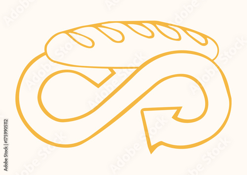 Circular Economy Symbol with Bread Food Zero Hungry