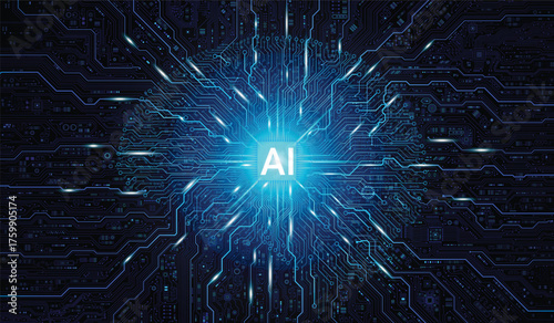 CPU Chip on Motherboard. Central Computer Processors CPU concept. Quantum computer large data processing database concept. Futuristic microchip processor. Digital chip.