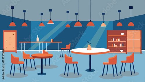 A designated area for networking and socializing with tall tables and bar stools.