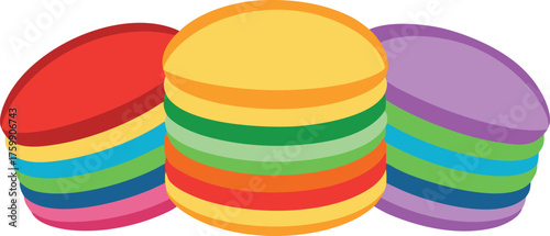 Vector art of stack of colorful pancakes
