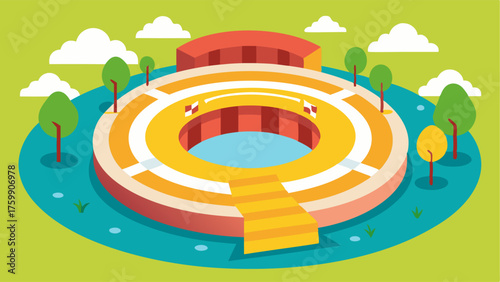 A circular path surrounds the amphitheater perfect for joggers or dogwalkers to pass by.