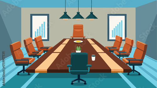 A conference room equipped with a long wooden table and leather chairs for lawyers to meet with their clients.