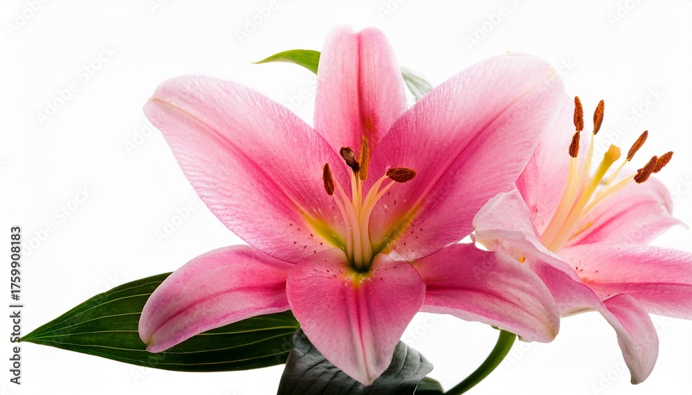 Fototapeta premium Macro Picture Of Romantic Pink Lily Isolated On White