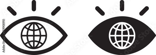 Stylized eyes with globes in pupils world vision