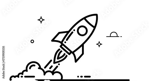A Rocket Icon Takes Off, Symbolizing Space Travel And Modern Advancements