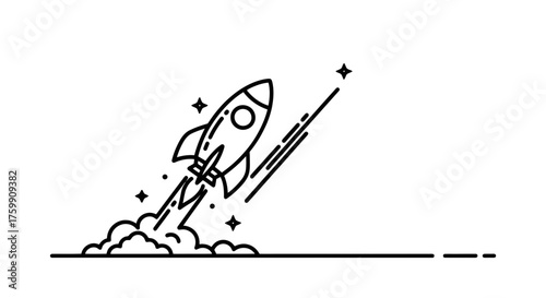 A Rocket Soaring Into The Vastness, Launching Towards Discovery And New Frontiers