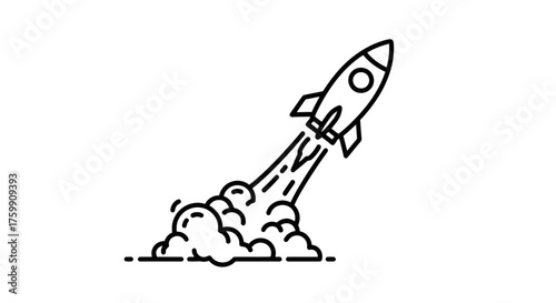 A Rocket Soars Into The Dark Abyss Leaving A Trail Of Smoke and Embracing The Void