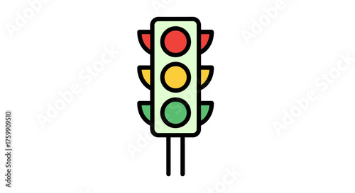 A Simplified Graphic Of A Traffic Signal With Colorful Lights Against Black Backdrop