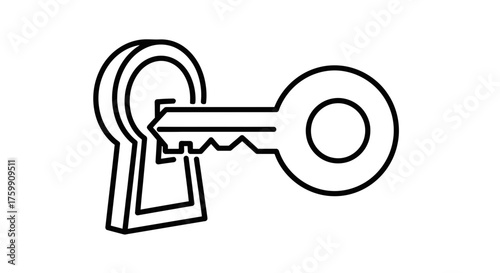 A Simplified Key Entering A Keyhole Depicting Security and Access Issues Solution
