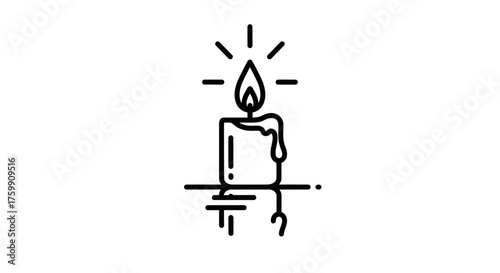 A Simple Yet Elegant Silhouette Depicting Candlelight and Soft Illumination on Black