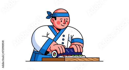 A Chef Expertly Crafts Delicious Sushi Rolls With Precision And Artistic Flair