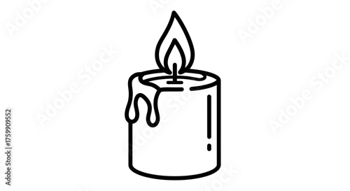 A Single Candle Flame Against The Darkness With Subtle Drippings of Wax Detail