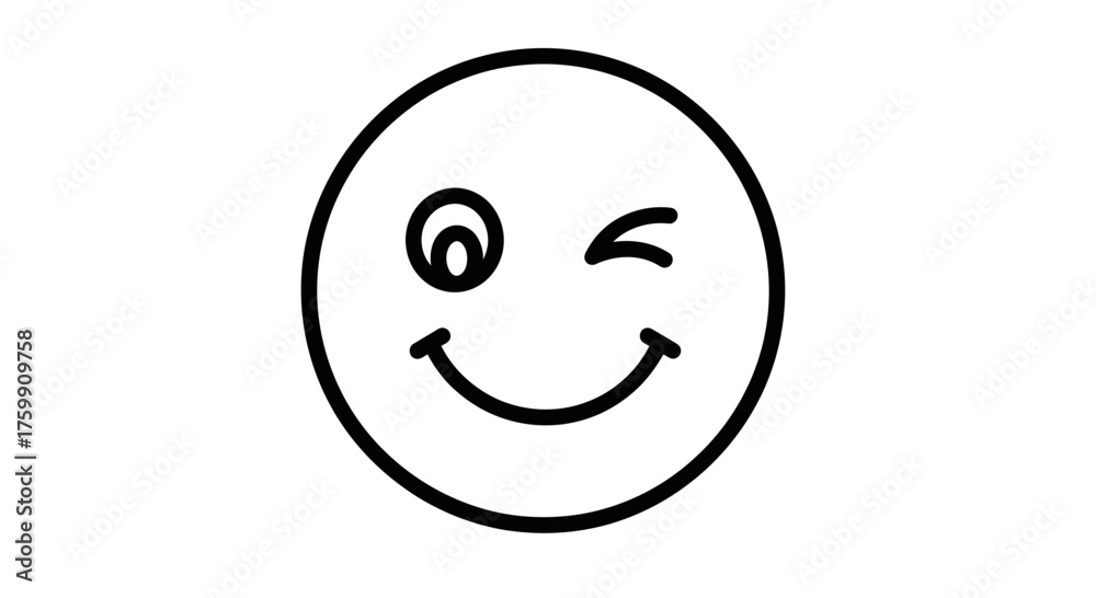 Fototapeta premium A Smiling, Winking Face Depicted Silhouette Style With Dark Background.