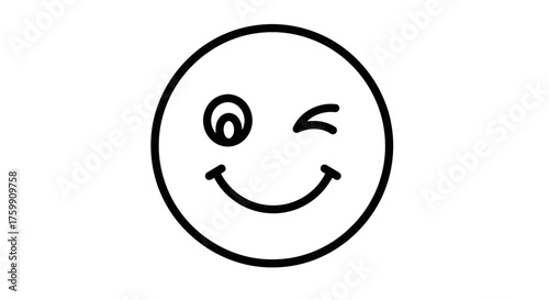 A Smiling, Winking Face Depicted Silhouette Style With Dark Background.