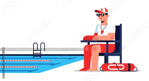 A Vigilant Lifeguard Observing A Swimming Pool Ready To Uphold Safety And Precautions