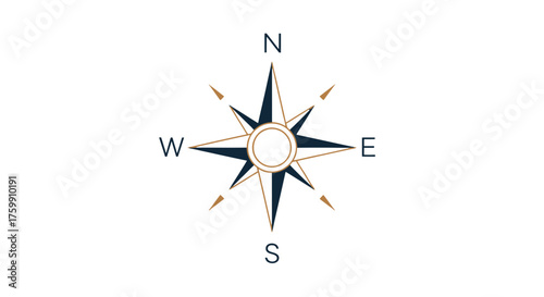A Minimalist Compass Rose Depicted With Elegant Design Elements on a Black Background