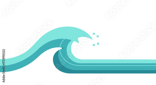 Abstract Aqua Wave Illustration Spilling Over on a Dark Graphic Background Design