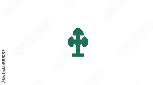 Green minimalist stylized tree symbol for ecology, nature, and environmental protection. Isolated vector illustration.