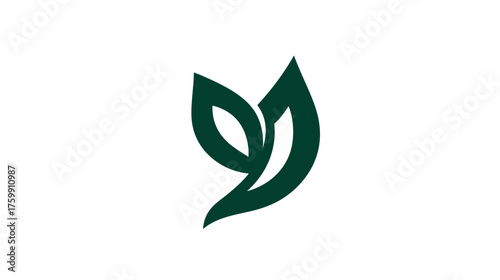 Abstract green leaf symbol illustration. Modern organic plant icon concept for nature, eco, healthy, and natural brand designs.