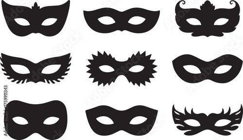 Elegant Mask Icons for Theater, Carnival, or Fancy Party Themes