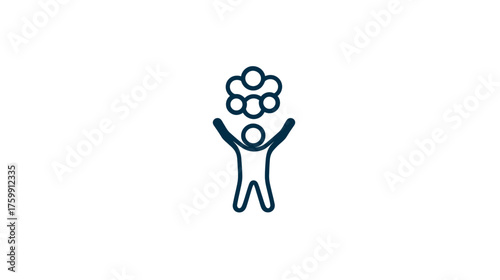 Creative person icon generating new ideas, innovation, and collaboration. Concept of brainstorming, teamwork, and problem solving.