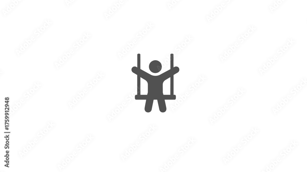 Fototapeta premium Simple dark grey icon of a child swinging, representing playground activity, childhood fun, and recreation vector symbol