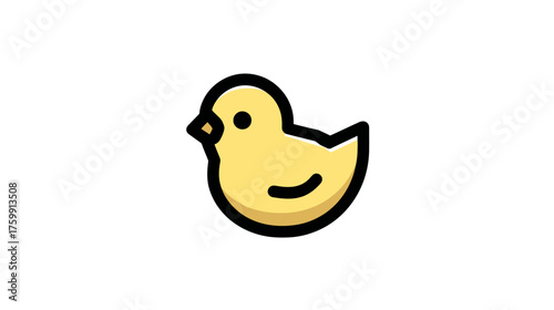 Cute cartoon yellow baby chick icon illustration. Adorable bird graphic for farm, spring, Easter, nursery, and children's designs.