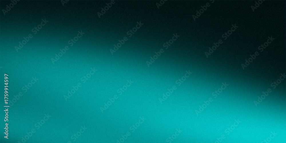 Obraz premium Black grainy texture with turquoise blue green glowing gradient background, smooth noise effect abstract banner cover design