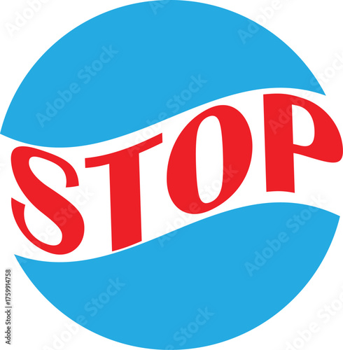 Red stop sign on blue background warning and safety concept