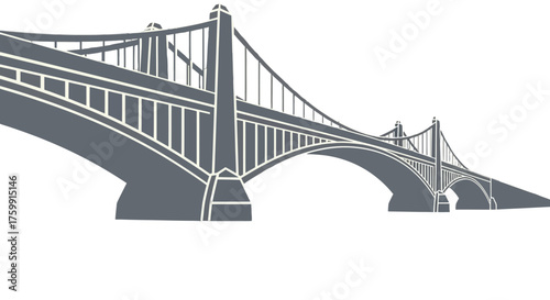 A Modern Graphic Illustration of Detailed Bridge Architecture on a Black Background