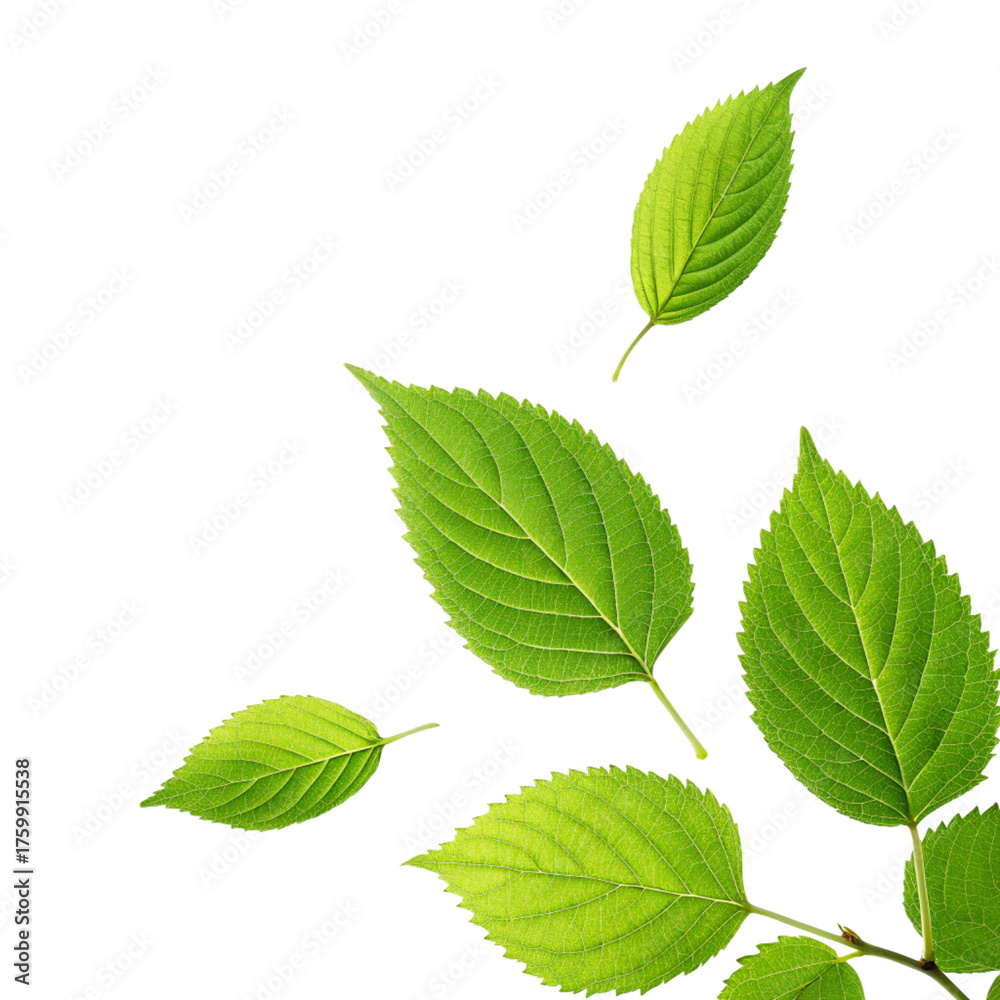 Fototapeta premium Green leaves gracefully cascade against a dark minimalistic background
