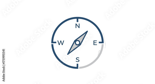 Abstract Compass Illustration Pointing Direction on Black Background For Navigational Purpose