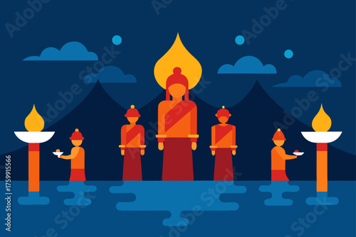 burning candles on a blue background