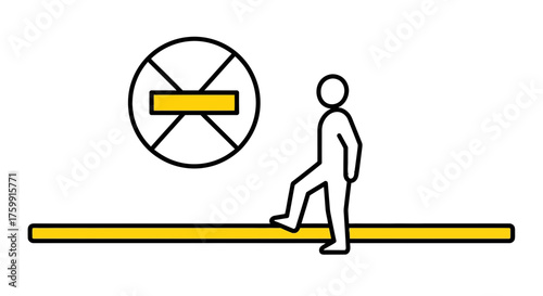 Abstract Concept Depicting A Silhouette Person Crossing An Imposed Barrier