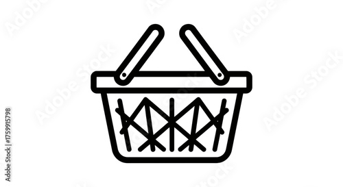 Abstract Conceptual Shopping Basket Silhouette Representing Online Commerce and Retail Transactions