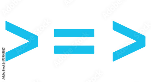Greater than or equal to symbols in bright blue on a transparent background