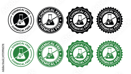 chemical free stamp. chemical free label on transparent background. chemical free  sign, logo, badge, icon, sticker, label, emblem, stamp, symbol, black, line, flat vector, isolated illustration.