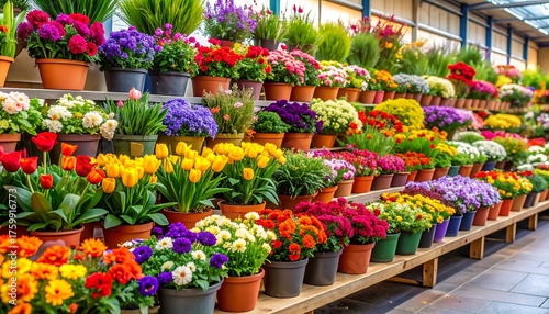 Wallpaper Mural Vibrant Flower Display in a Greenhouse. Torontodigital.ca