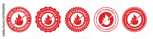 Red non flammable warning symbols white circle, red, white, circle, symbol, sign, warning, fire, flame, non flammable, safety, caution, hazard, alert, danger, graphic, illustration, design, icon, labe