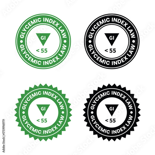 Glycemic index law badge template illustration. Glycemic index law icon, sticker, label, emblem, stamp, symbol, black, line, flat vector, isolated illustration.