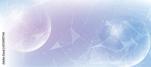 Abstract tech network connection dots. Digital background and big data technology. Blue background with plexus lines. Futuristic technology concept.