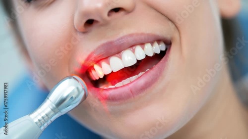 Red LED light therapy in dentistry, inflammation reduction, oral treatment, modern dental technology, gum healing, non-invasive procedure, dental care, therapeutic light