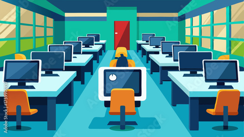 A computer lab within the career center equipped with stateoftheart technology for students to use for job searching and resume building.