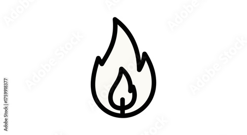 Abstract Flame Symbol: Minimalist Design on a Black Background, Vector Illustration