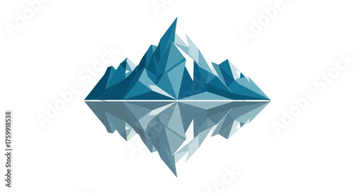 Abstract Geometric Arctic Mountain Range Reflection Against a Black Background