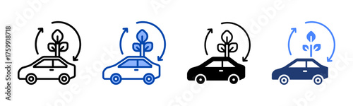 Eco Friendly Vehicle icon set multiple style collection