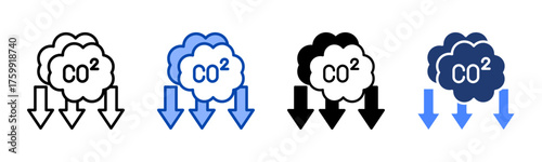 Zero Emission icon set multiple style collection