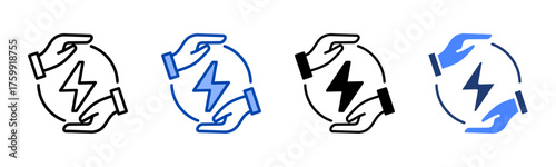 Energy Saver icon set multiple style collection